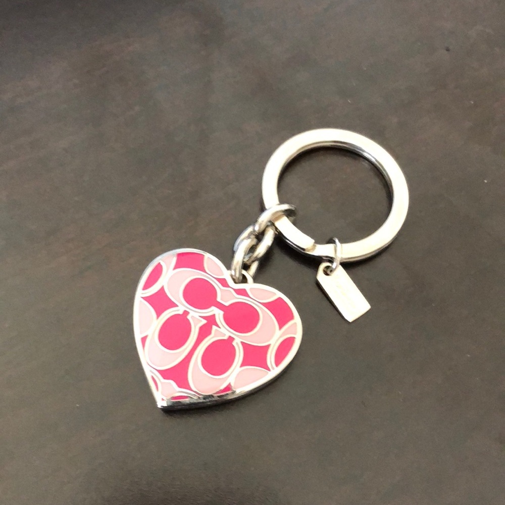 Coach Pink Heart Locket Key Ring